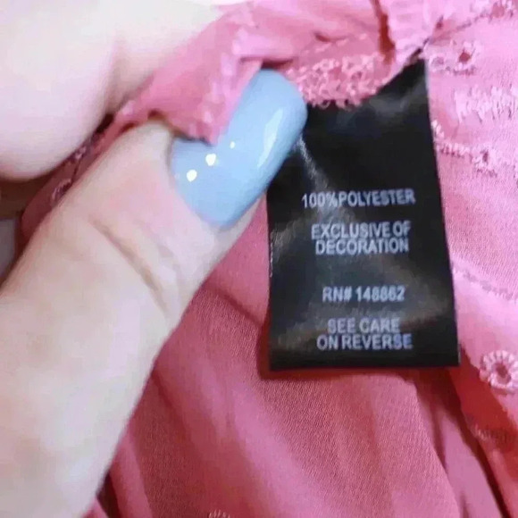 Torrid size 2 button down blouse long sleeve embroirded scalloped hem elastic cu - Picture 12 of 15